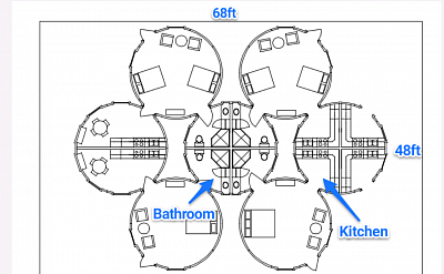 4 families housed affordably in a small footprint. 464sqft of open space per family.